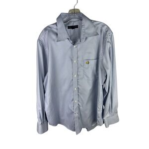 Clubhouse‎ Collection Masters Golf Shirt Mens Large Blue Houndstooth Cotton L/S